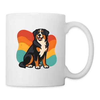 Bernese Mountain Dog with Rainbow Background - Mug - white - Right