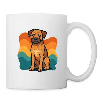 Colorful Border Terrier Dog with Wave Pattern - Mug - white - Right