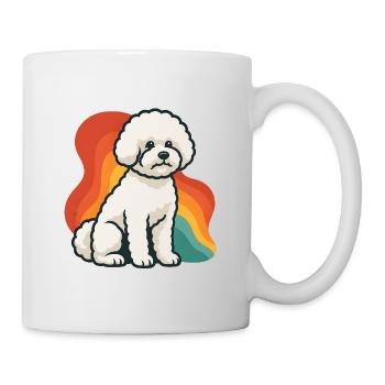Bichon frisé chien moelleux avec fond coloré - Mug blanc - blanc - Droite