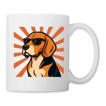 Beagle Dog with Retro Sunglasses - Mug - white - Right