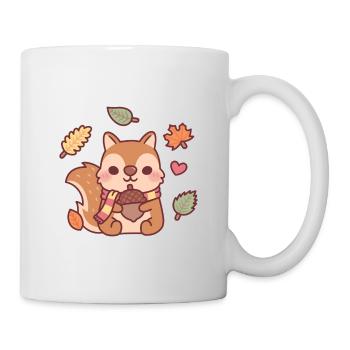 Cute Squirrel With Scarf Holding Acorn Autumn Seas - Mug - white - Right