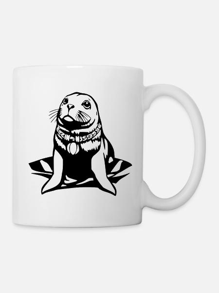 Seehund Robben T-shirt Geschenk Norddeutschland - Tasse - Weiß