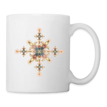 Ornamentales Kreuz mit goldenen Details - Tasse - Weiß - Rechts