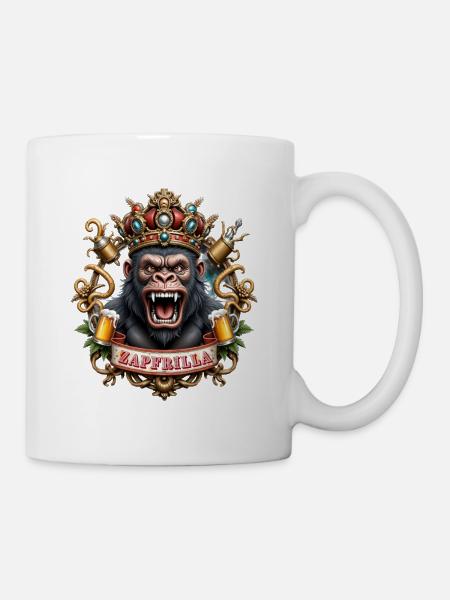 Bier Gorilla König Zapfrilla - Tasse - Weiß