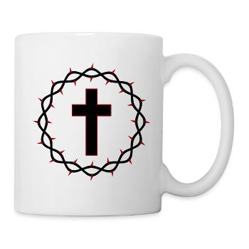 Kreuz und Dornenkrone - Tasse - Weiß - Rechts