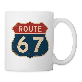 Route 67 Vintage Highway Sign Retro Road Trip - Mug - white - Right