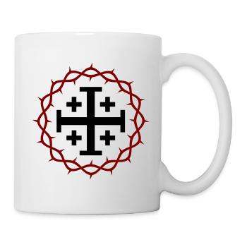 Jerusalem Cross and Crown of thorns - Mug - white - Right