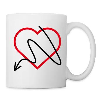Rotes Herz mit Pfeil - Tasse - Weiß - Rechts