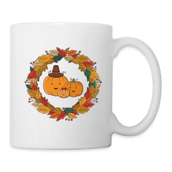 Herbstlicher Kürbis Familienkranz - Tasse - Weiß - Rechts