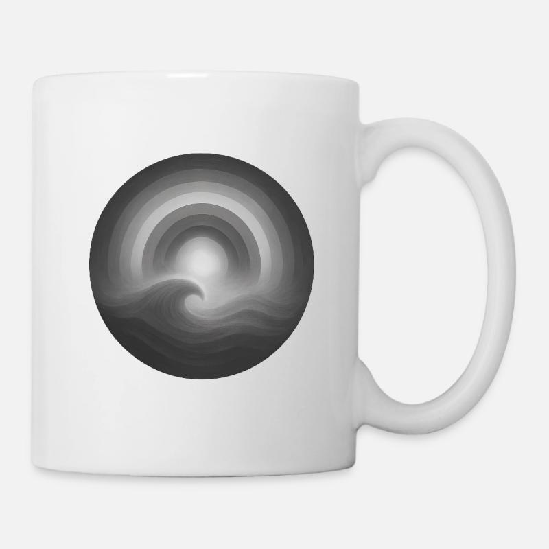 Zirkularer Horizont und Leuchtende Welle - Tasse - Weiß