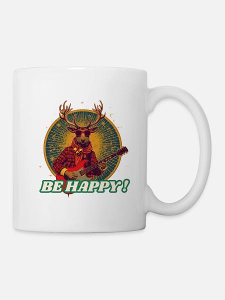 Deer Rocker Gitarre SEI GLÜCKLICH - Tasse - Weiß