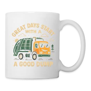 Les belles journées commencent avec un bon camion à ordures - Mug blanc - blanc - Droite