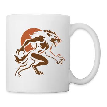 Brauner Wolf im Sturm - Tasse - Weiß - Rechts