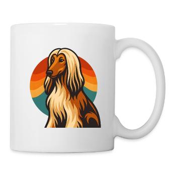 Afghanischer Hund im Retro-Sonnenuntergang - Tasse - Weiß - Rechts