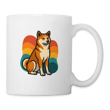 Akita Inu Chien Rétro Arc-en-ciel - Mug blanc - blanc - Droite