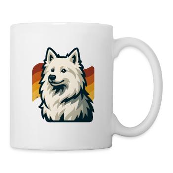 Fluffy American Eskimo Dog Against Sunset - Mug - white - Right