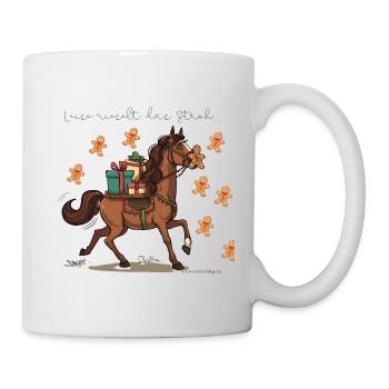 Weihnachtspferd mit Geschenken Traber -  - Tasse - Weiß - Rechts