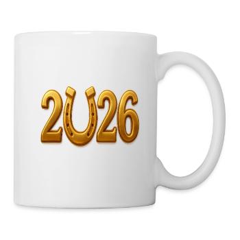 Golden 2026 – Lucky year with horseshoes - Mug - white - Right