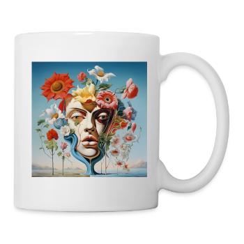 Blumenmaskenporträt Surreal - Tasse - Weiß - Rechts