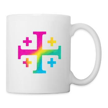 Kairos Cross (Jerusalem Cross) – Flower Meadow - Mug - white - Right