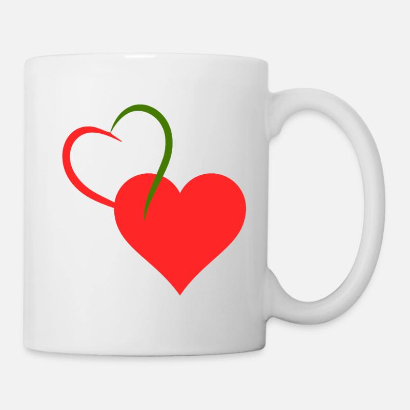 Coeur rouge et vert - Mug blanc - blanc