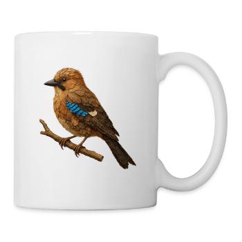 Eichelhäher Illustration im Naturdesign - Tasse - Weiß - Rechts