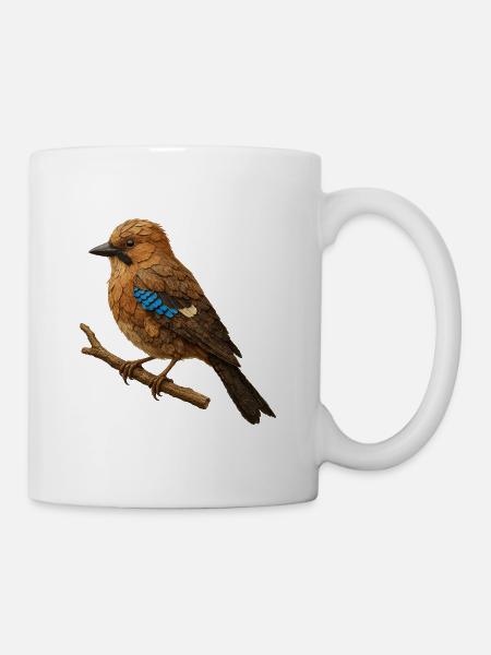 Illustration des geais dans le design de la nature - Mug blanc - blanc