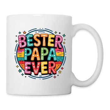 Bester Papa Ever bunte Typo Kollage - Tasse - Weiß - Rechts