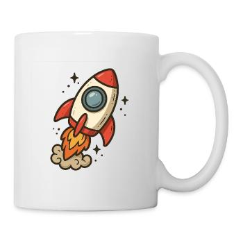 Weltraum Cartoon Rakete - Tasse - Weiß - Rechts