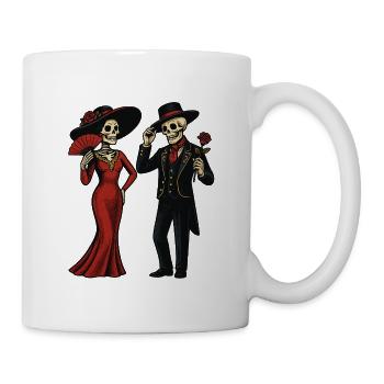 Elegant skeleton duo in evening dress - Mug - white - Right