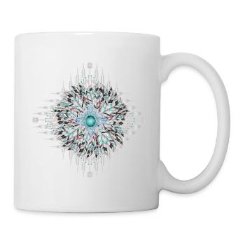 Artful ethnic ornament with silver feathers - Mug - white - Right
