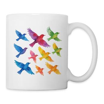 Volée d’oiseaux à l’aquarelle – Liberté dans la couleur - Mug blanc - blanc - Droite