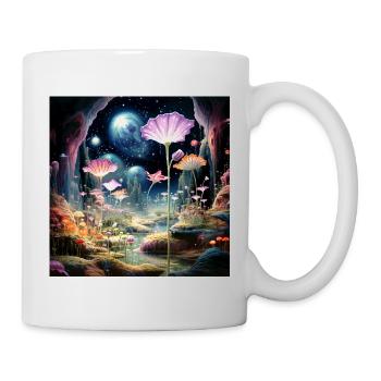 Kosmische Blüten im Sternenwald - Tasse - Weiß - Rechts