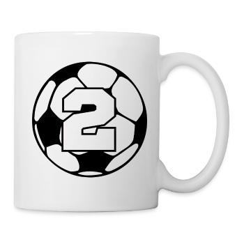 Nummer 2 Fußball - 2. Jubiläum - Tasse - Weiß - Rechts