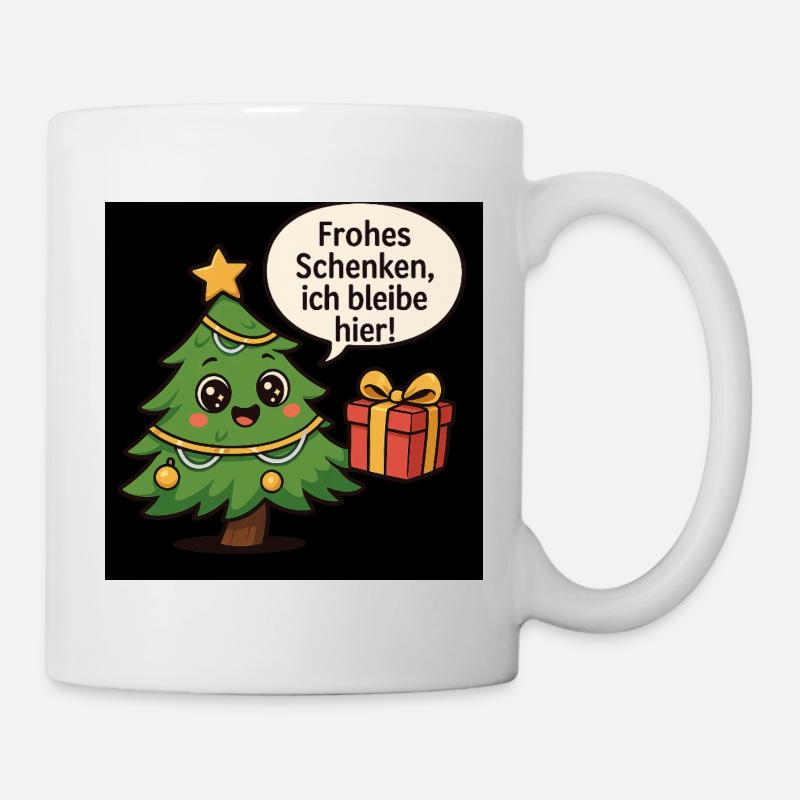 Fröhliches Schenken Weihnachtsbaum - Tasse - Weiß