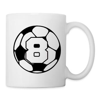 Nummer 8 Fußball - 8. Jubiläum - Tasse - Weiß - Rechts