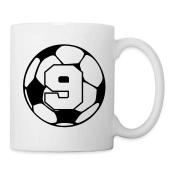 Nummer 9 Fußball - 9. Jubiläum - Tasse - Weiß - Rechts