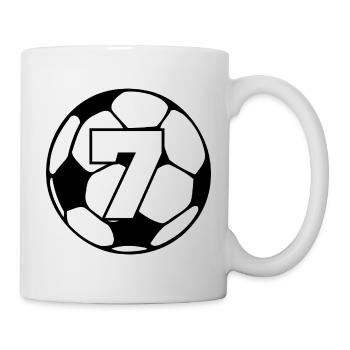 Nummer 7 Fußball - 7. Jubiläum - Tasse - Weiß - Rechts