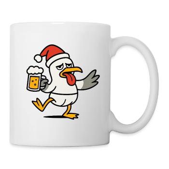 Noël Seagull Cheers Bière Père Noël Chapeau Fête - Mug blanc - blanc - Droite
