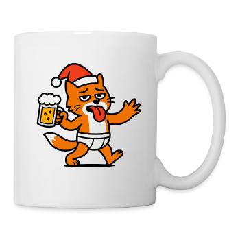 Santa Cat Santa Hat Beer Christmas - Mug - white - Right