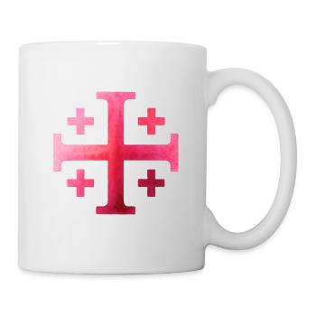 Croix Kairos (Croix de Jérusalem) – Cramoisi et rose - Mug blanc - blanc - Droite
