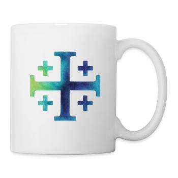 Kairos Cross (Jerusalem Cross) – Deep Sea - Mug - white - Right