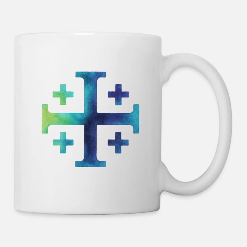Kairos Cross (Jerusalem Cross) – Deep Sea - Mug - white
