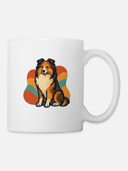 Lebhafter Shetland-Schäferhund Sunburst - Tasse - Weiß