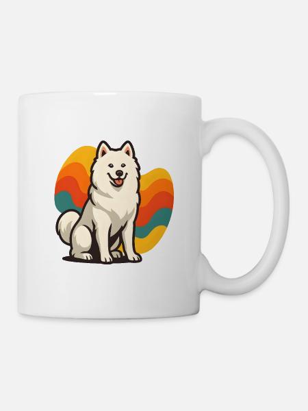 Chien Samoyède Prisme Retro Wave - Mug blanc - blanc