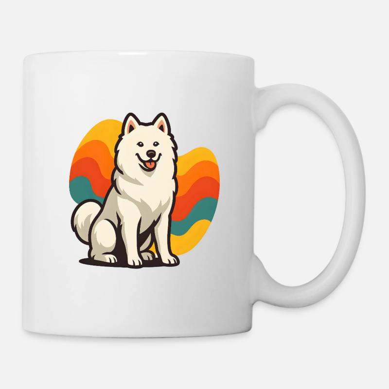 Chien Samoyède Prisme Retro Wave - Mug blanc - blanc