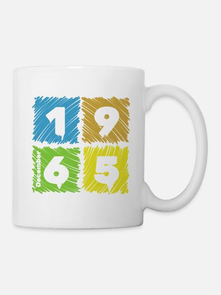 60. Geburtstag Farbige Patches since 12/1965 - Tasse - Weiß