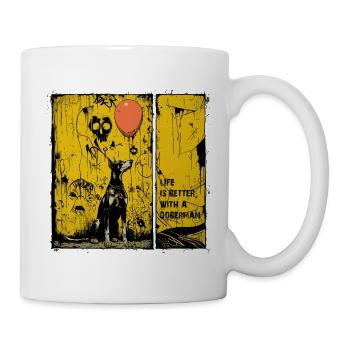 Life is Better with a Doberman | Comic Noir Style - Mug - white - Right