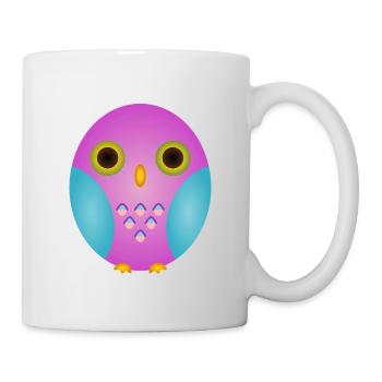 Lavendeleule mit Cyan Flügeln - Tasse - Weiß - Rechts