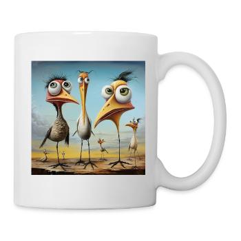 Lively flock of birds on the beach - Mug - white - Right